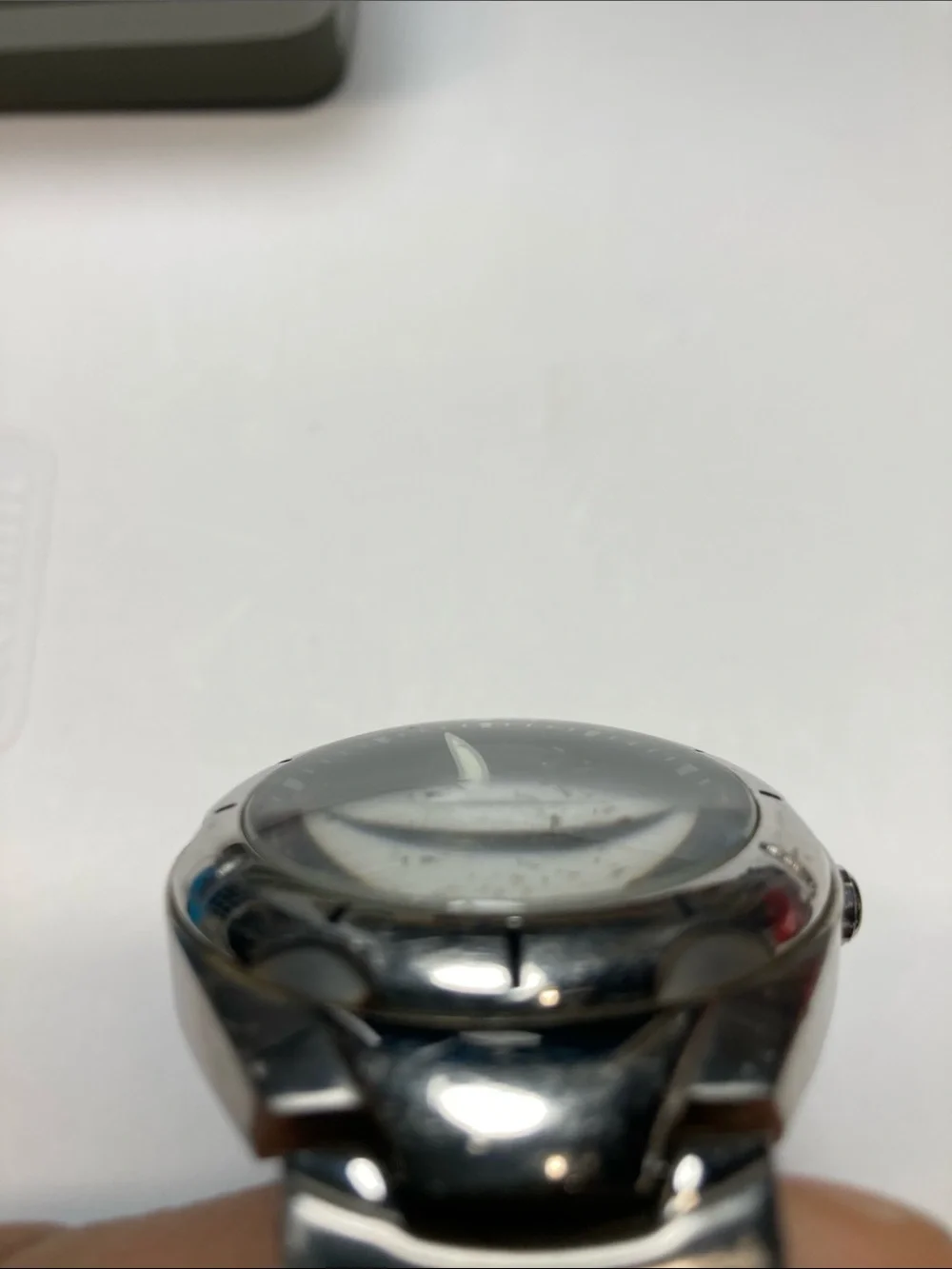 Fossil AM-3535 Kaleido blue and red dial change, stainless, new batteries, tin